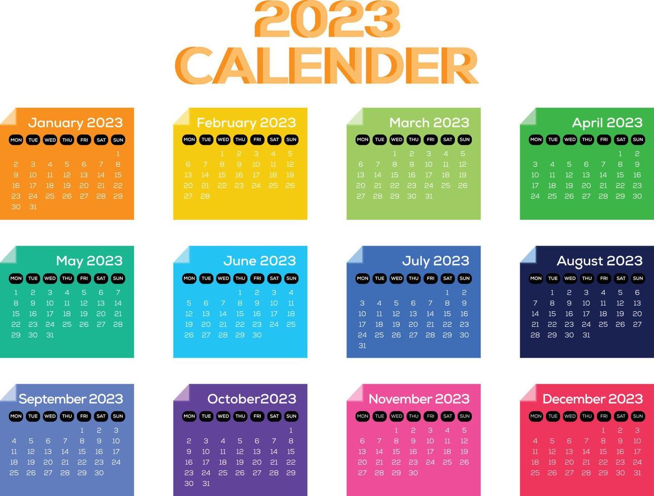 2023 Calendar design vector