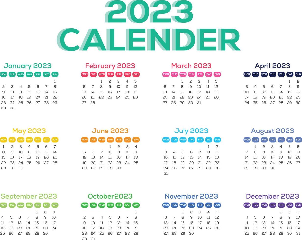 diseño de calendario 2023 vector