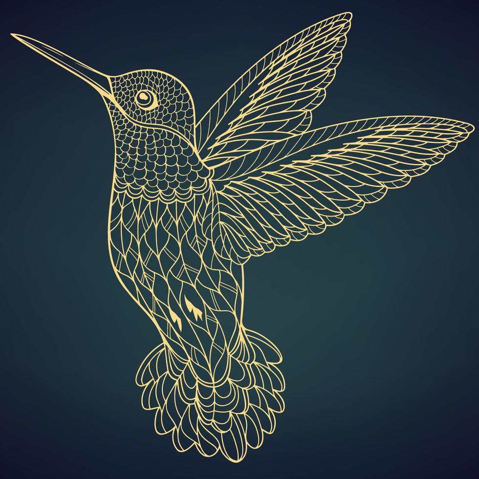 diseño de pájaro ornamental de mandala de lujo con color dorado en fondo oscuro stock de ilustración vector
