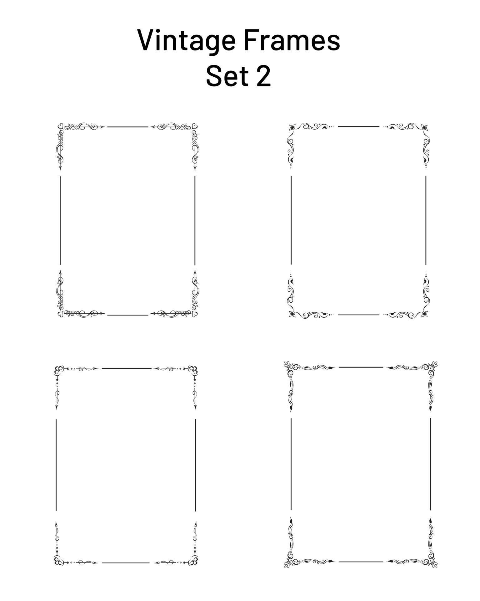 Collection of four nice retro ornate frames, corner flourishes, set of