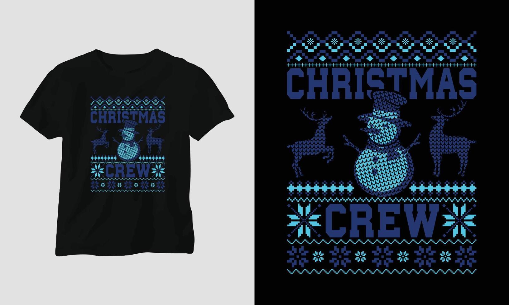 Christmas crew - Ugly Christmas Retro style T-shirt Design vector