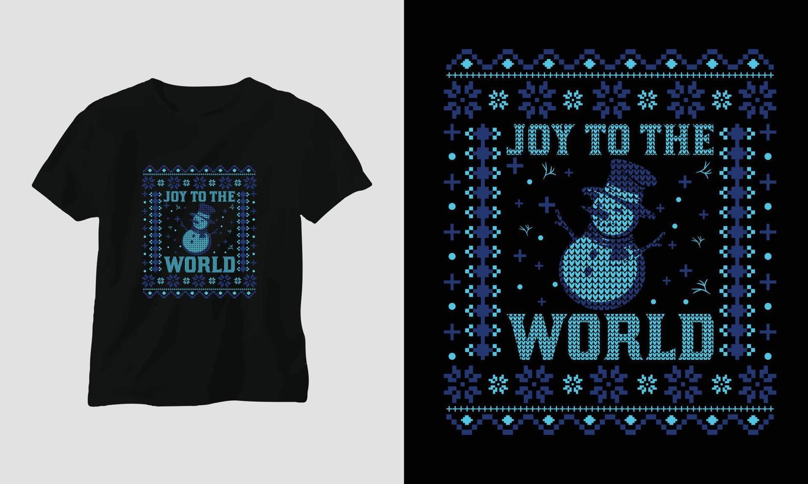 alegría para el mundo - feo diseño de camiseta de estilo retro navideño vector