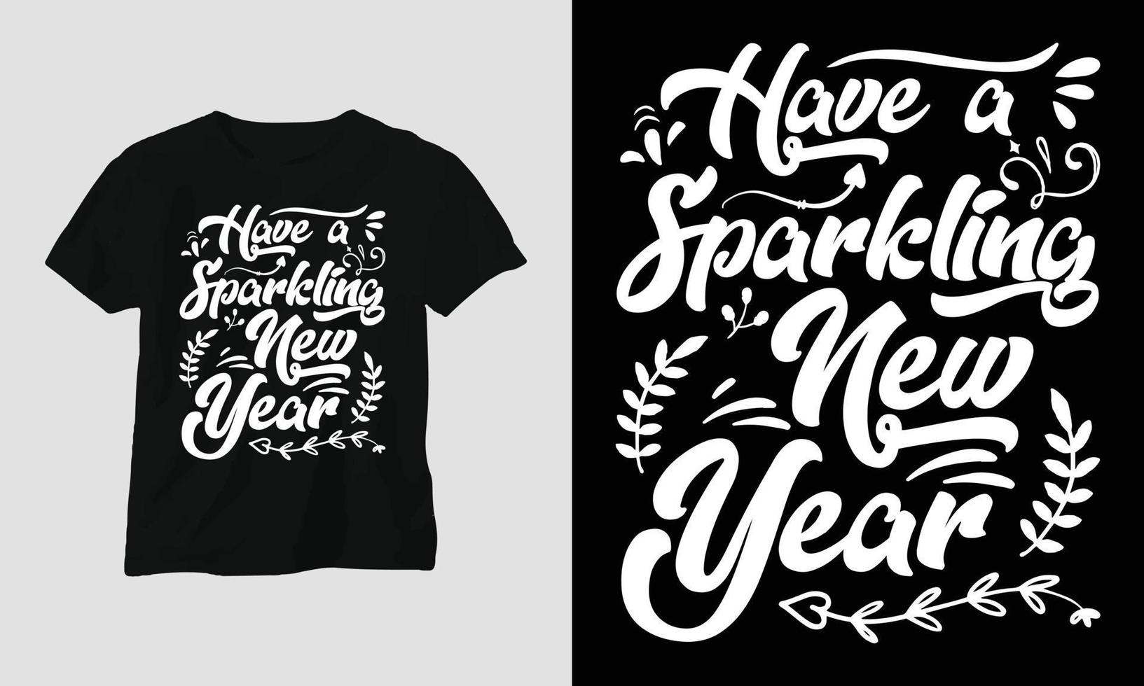 que tengas un año nuevo brillante: diseño de tipografía de camisetas y prendas de vestir con citas de año nuevo vector