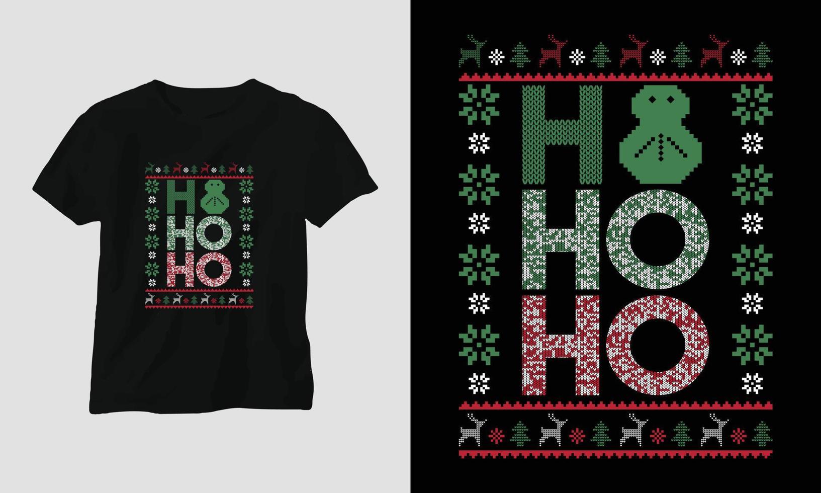 Ho ho ho - Ugly Christmas Retro style T-shirt Design vector