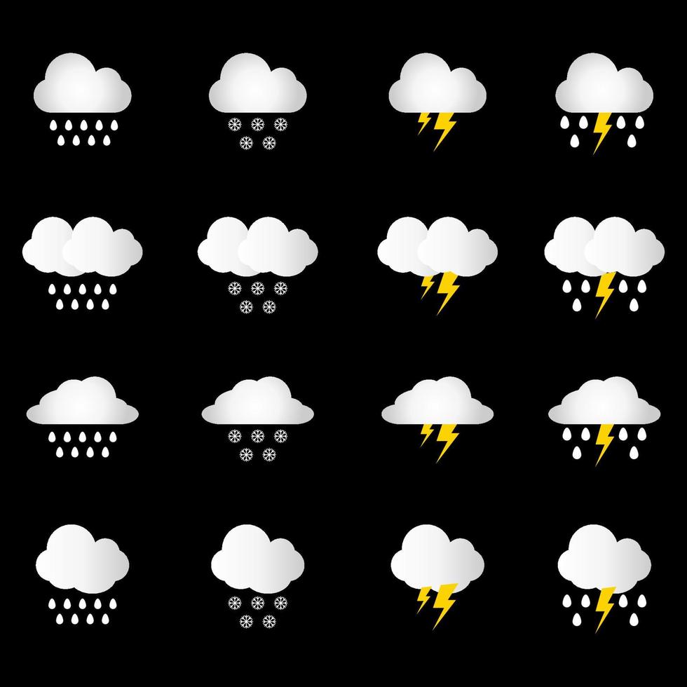 Bad weather clouds icon pack. Vector illustration.