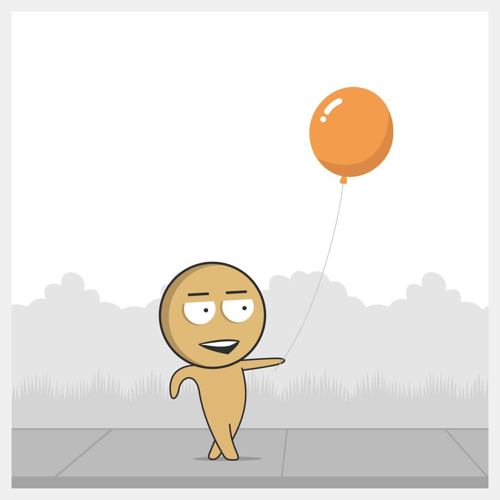 Cheerful man walking with a balloon vector