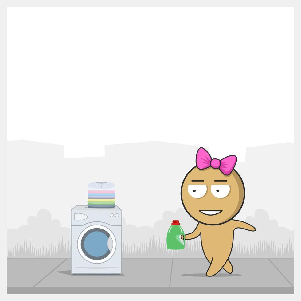 Wash clothes in the washing machine vector