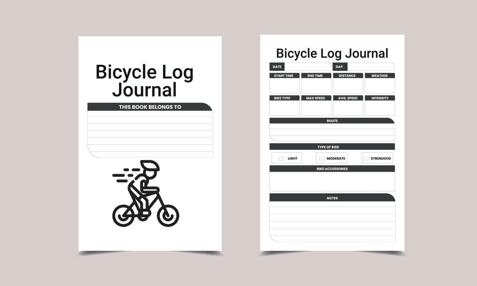 Bicycle Log Book KDP Journal for Low content KDP interior vector