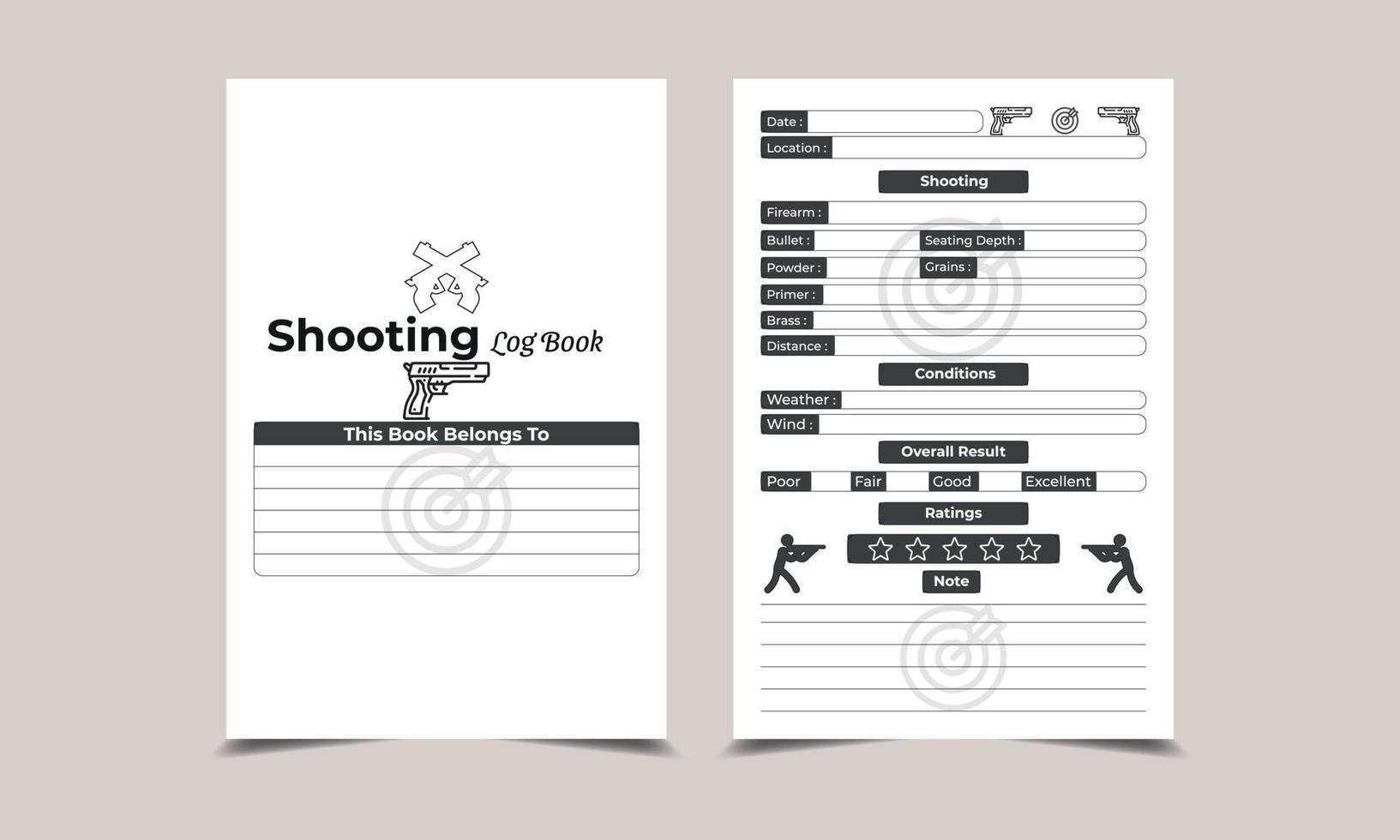 Shooting Log Book KDP Interior vector