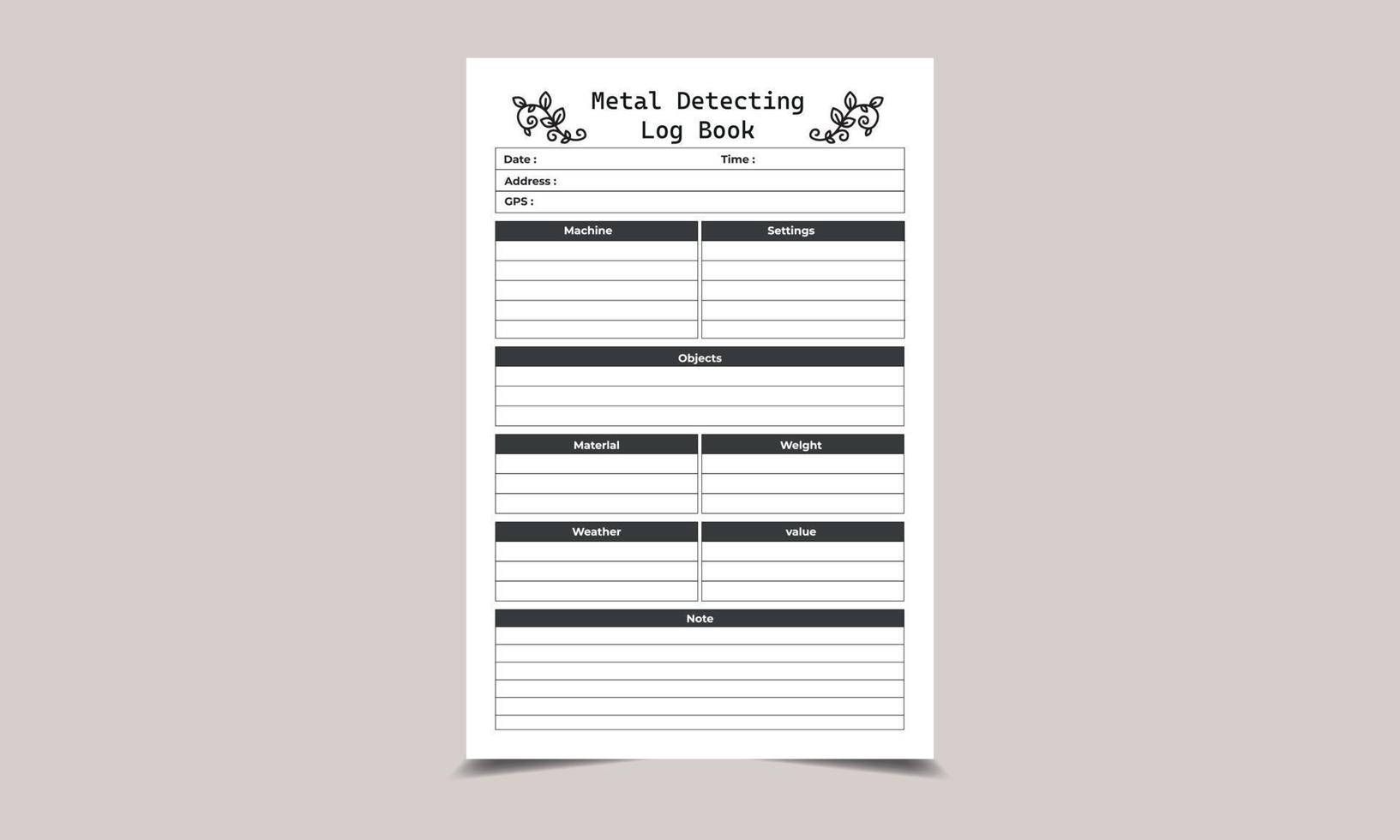 Meal Planner LOGBOOK KDP Interior vector