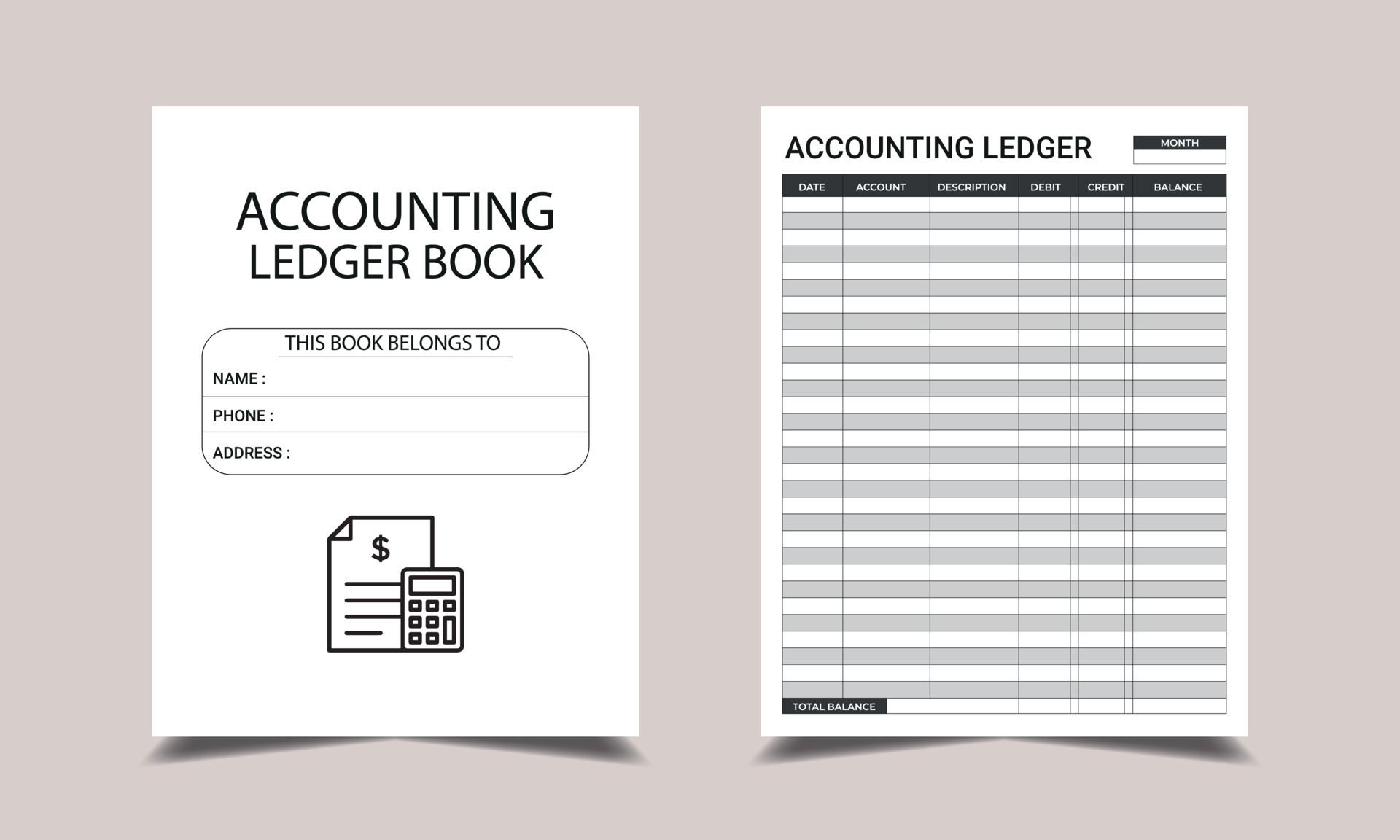 Accounting ledger logbook planner template design 15569829 Vector Art