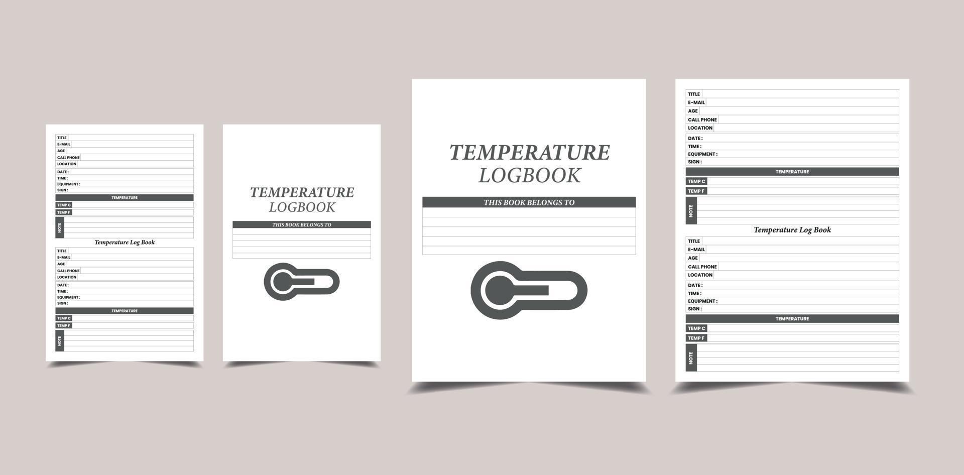 Temperature Log Book KDP Interior. Medical equipment and patient body temperature tracker interior vector