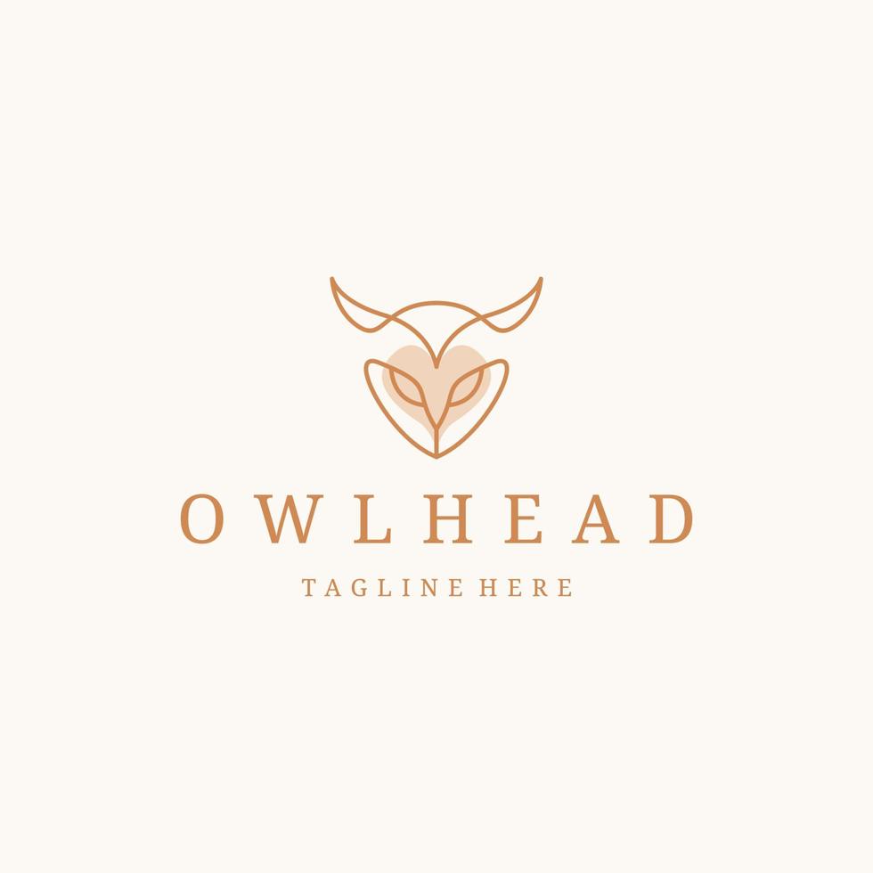 Owl head logo design vector template