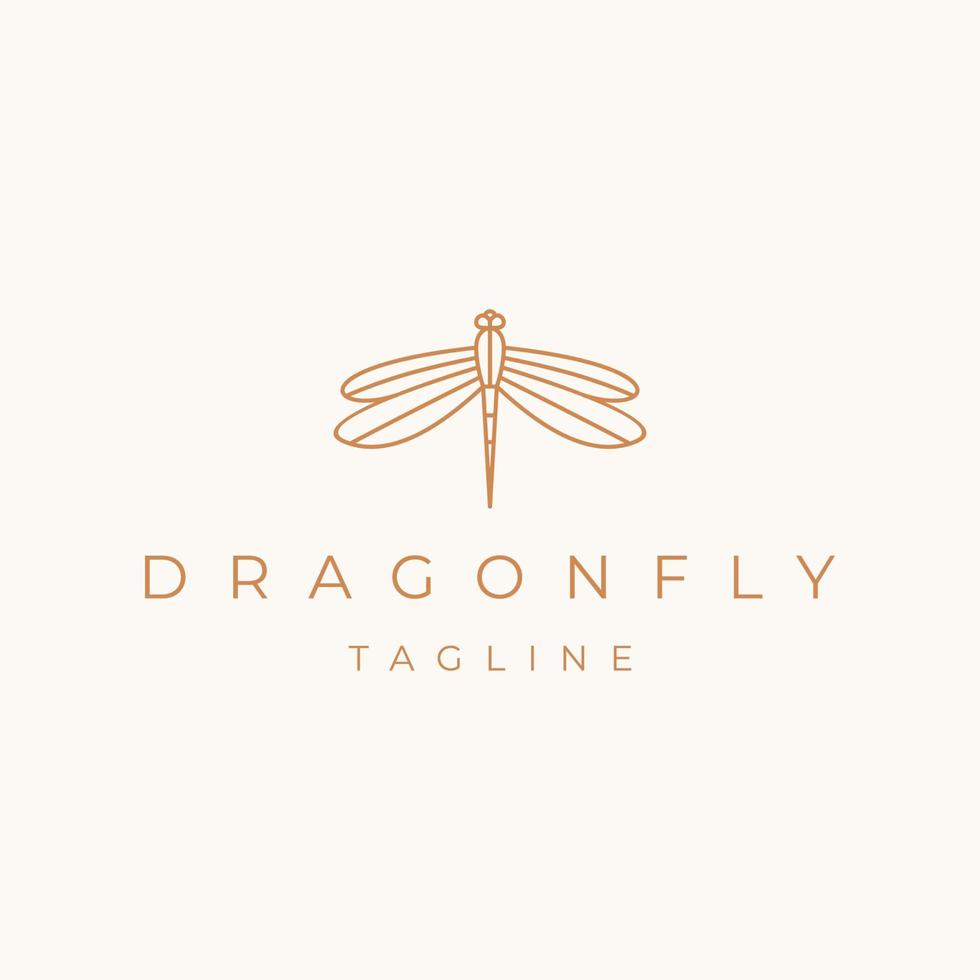 Dragonfly line art style logo design vector template