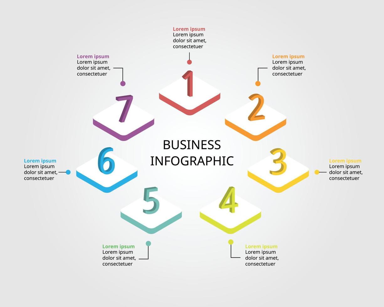 timeline with number template for infographic presentation template with 7 element for banner vector