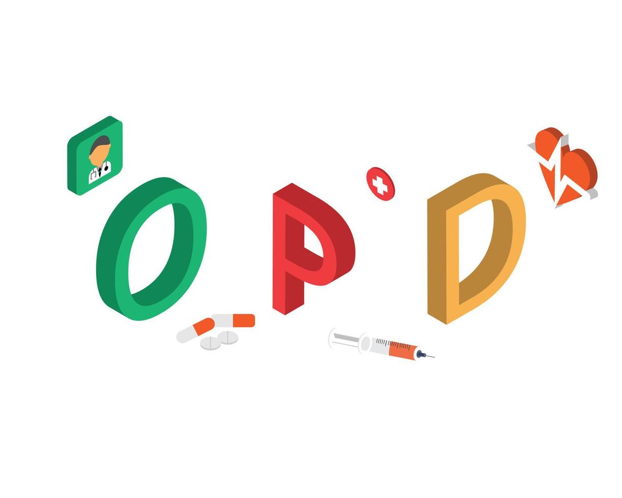 OPD or outpatient department with patient have treatment but not stay at the hospital vector