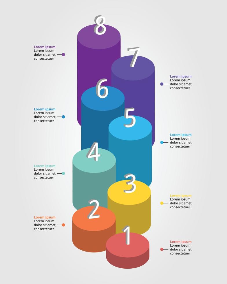 línea de tiempo con plantilla de número para plantilla de presentación infográfica con 8 elementos para banner vector