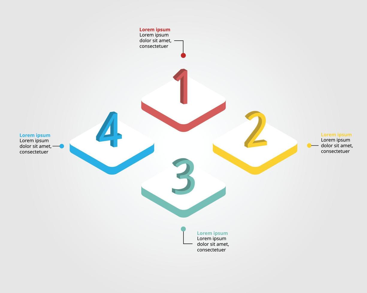 square chart step template for infographic for presentation for 4 element vector