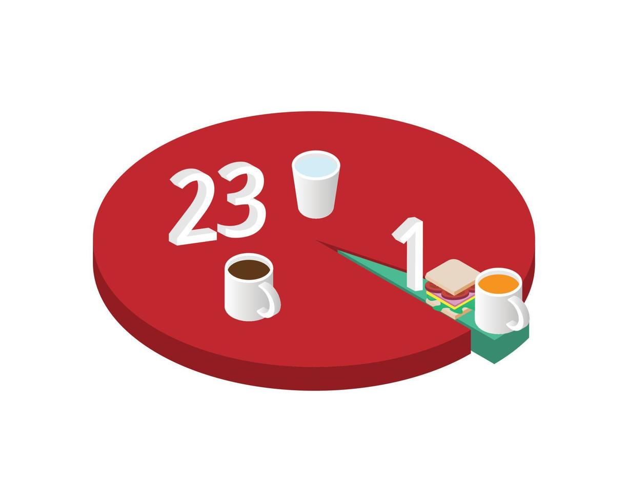 Intermittent Fasting or IF plan of 23-1 diet method vector