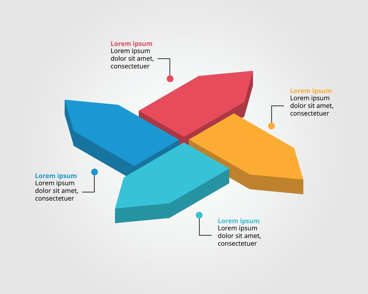 plantilla de gráfico de flechas para infografía para presentación de 4 elementos vector