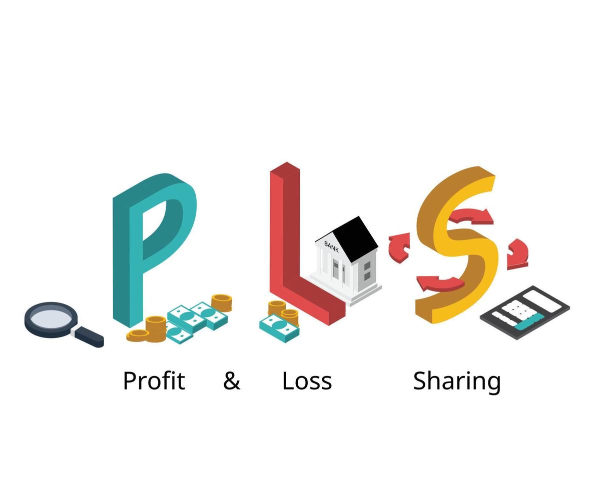 Profit and Loss Sharing or PLS or participatory banking refers to Sharia-compliant forms of equity financing such as mudarabah and musharakah vector