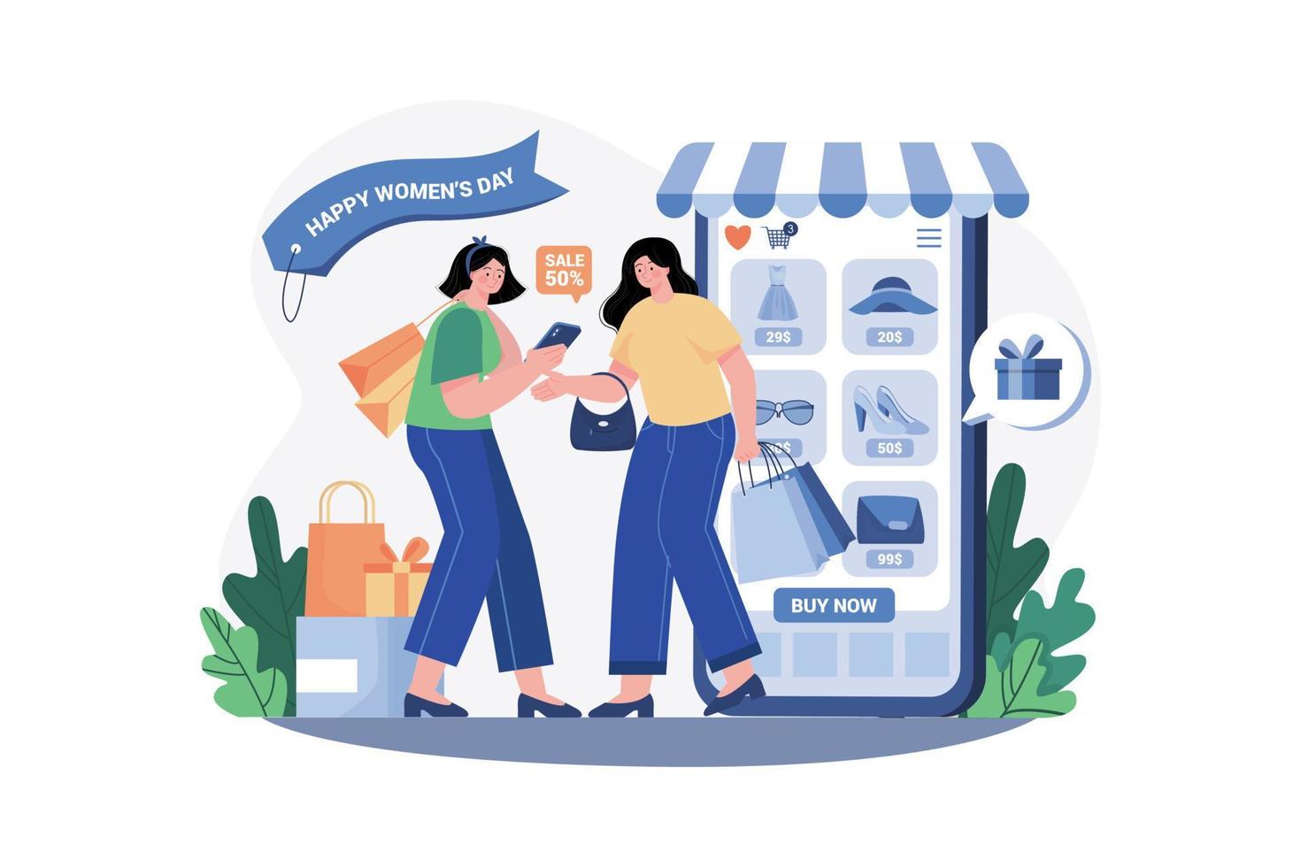Happy Woman Day Illustration concept. Flat illustration isolated on white background vector