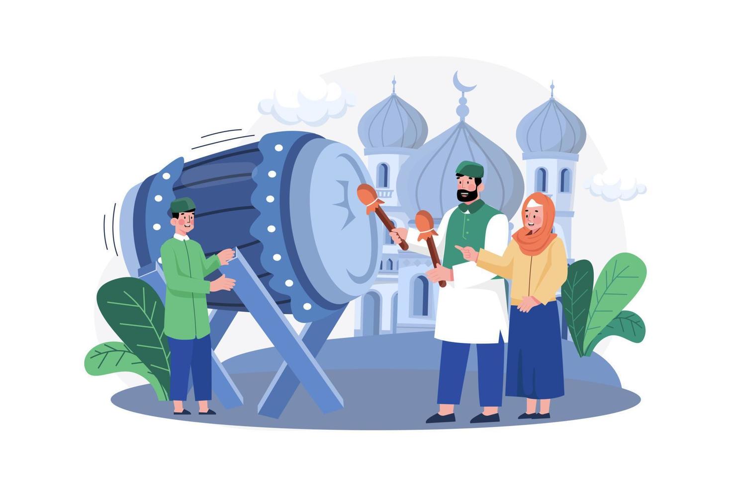 Eid Mubarak Illustration concept. A flat illustration isolated on white background vector