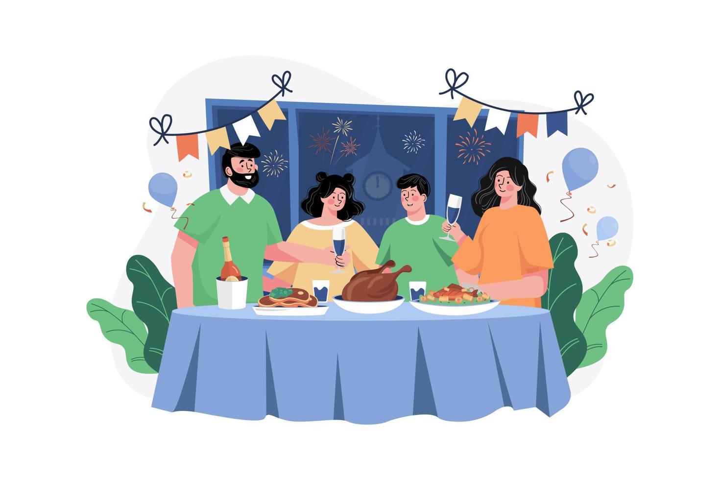 Happy New Year Illustration concept. Flat illustration isolated on white background vector