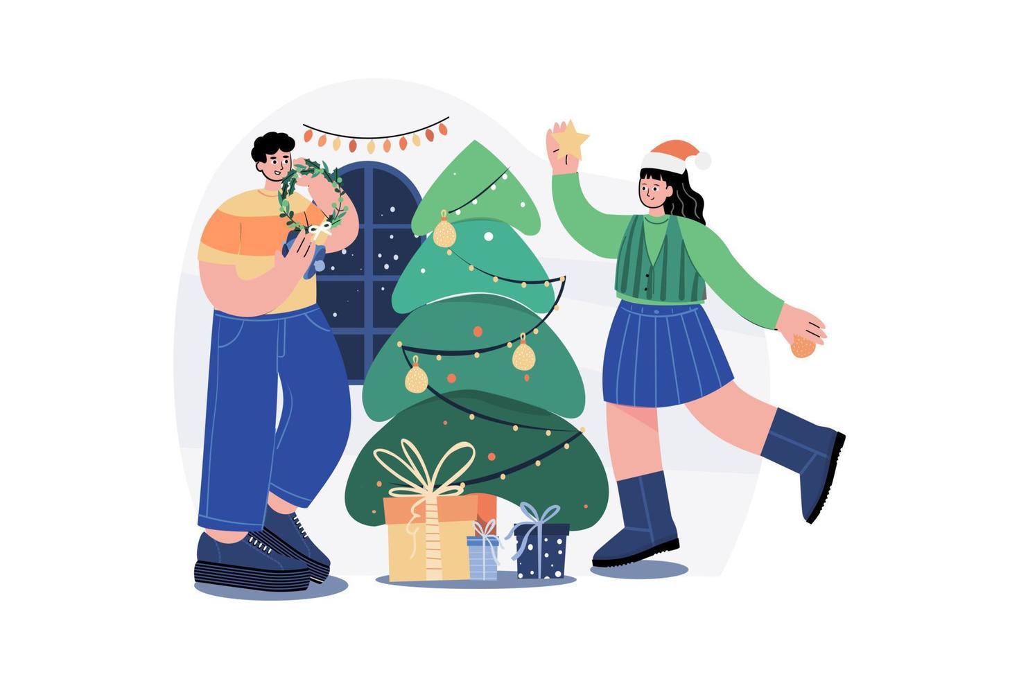 Merry Christmas Illustration concept. A flat illustration isolated on white background vector