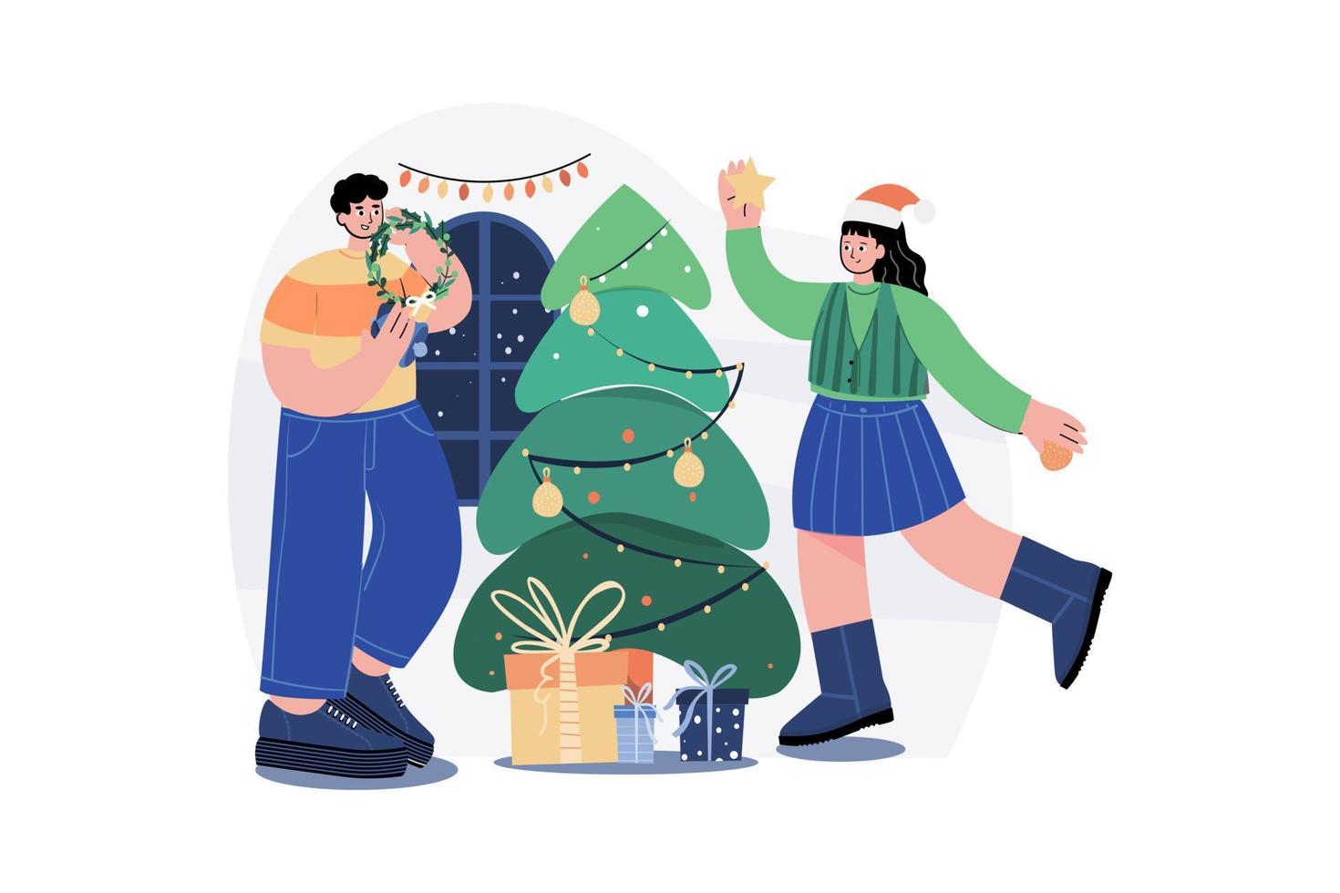 concepto de ilustración de feliz navidad. una ilustración plana aislada sobre fondo blanco vector