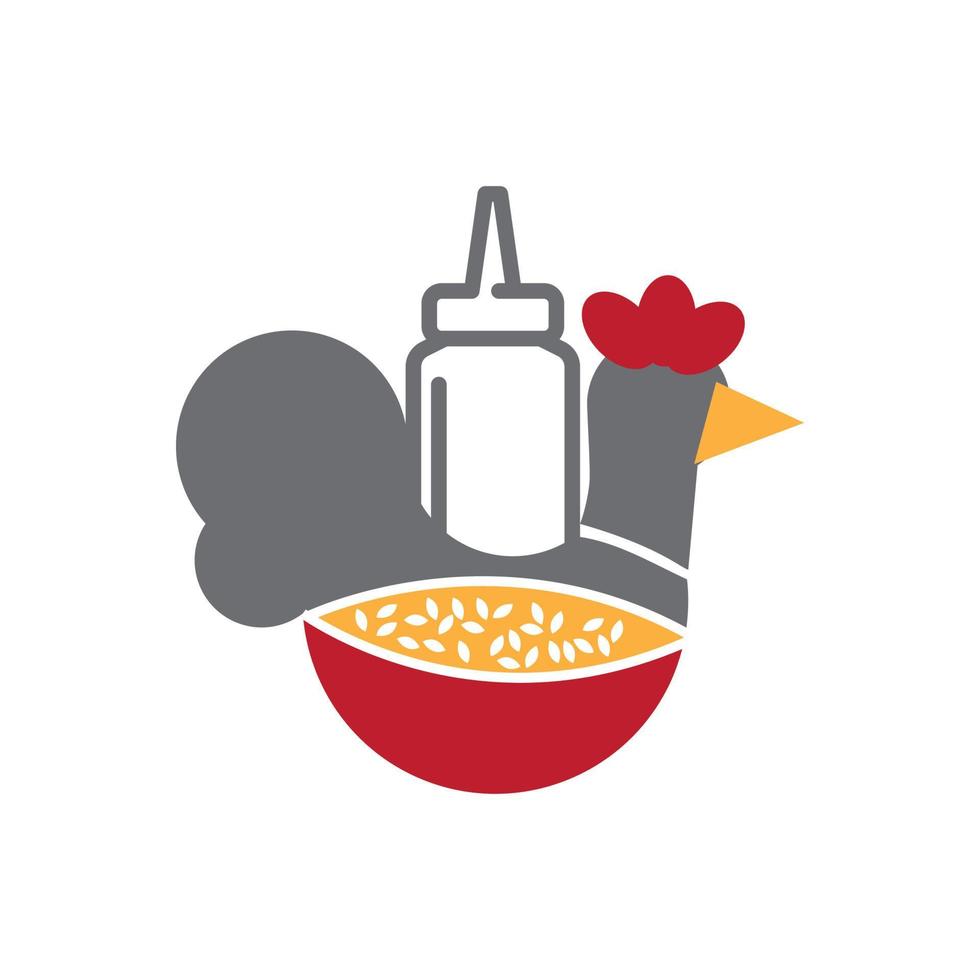 Ilustración de vector de diseño de logotipo de pollo frito de comida rápida