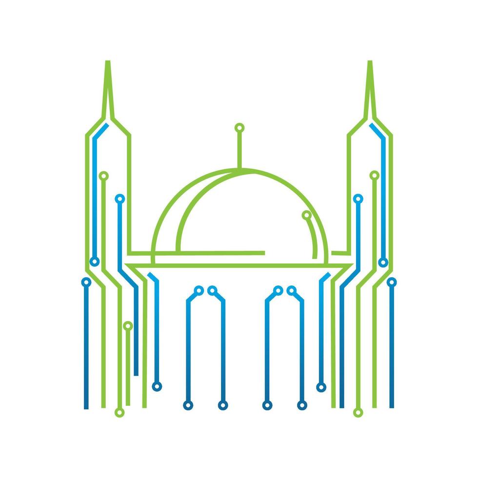 islamic center building moslem center mosque logo design graphic concept vector