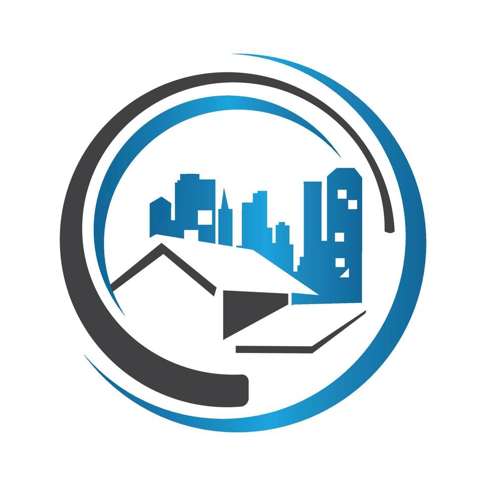 stack of roof on the circle Real Estate logo vector design for property business and mortgage company