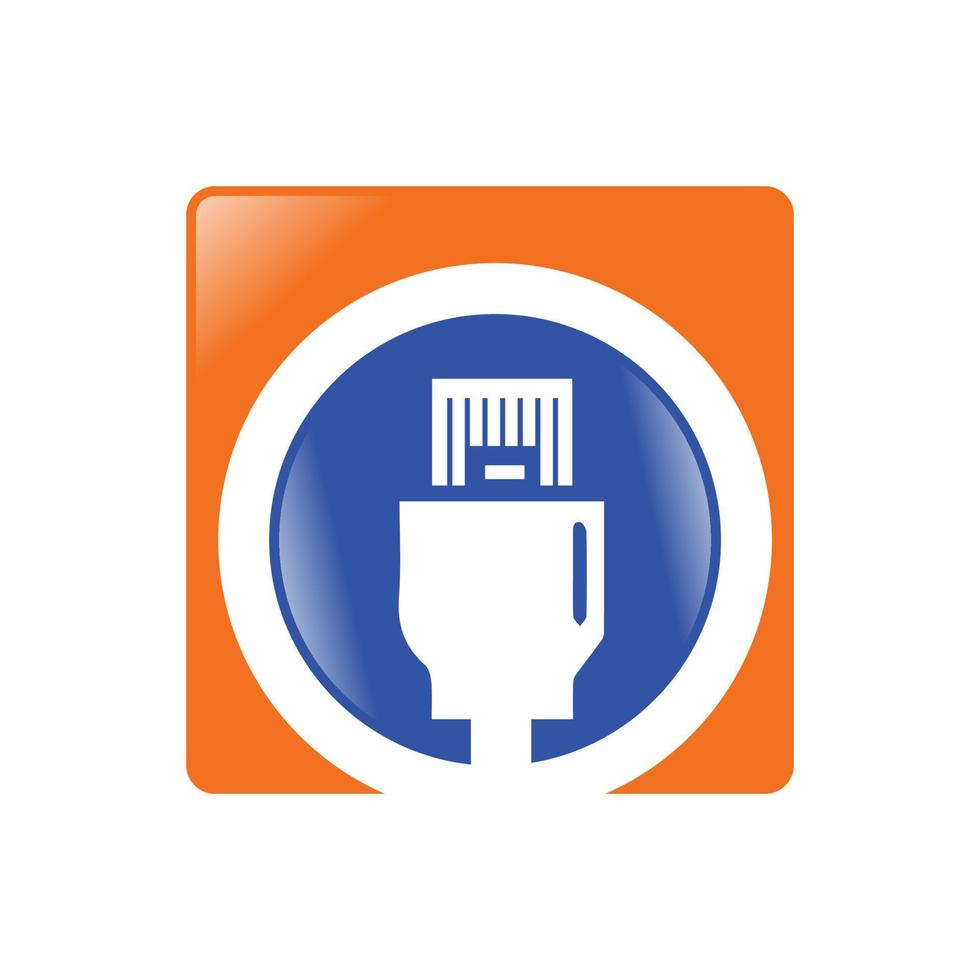 Ilustración de vector de plantilla de icono de símbolo de logotipo de tecnología usb de enchufe digital