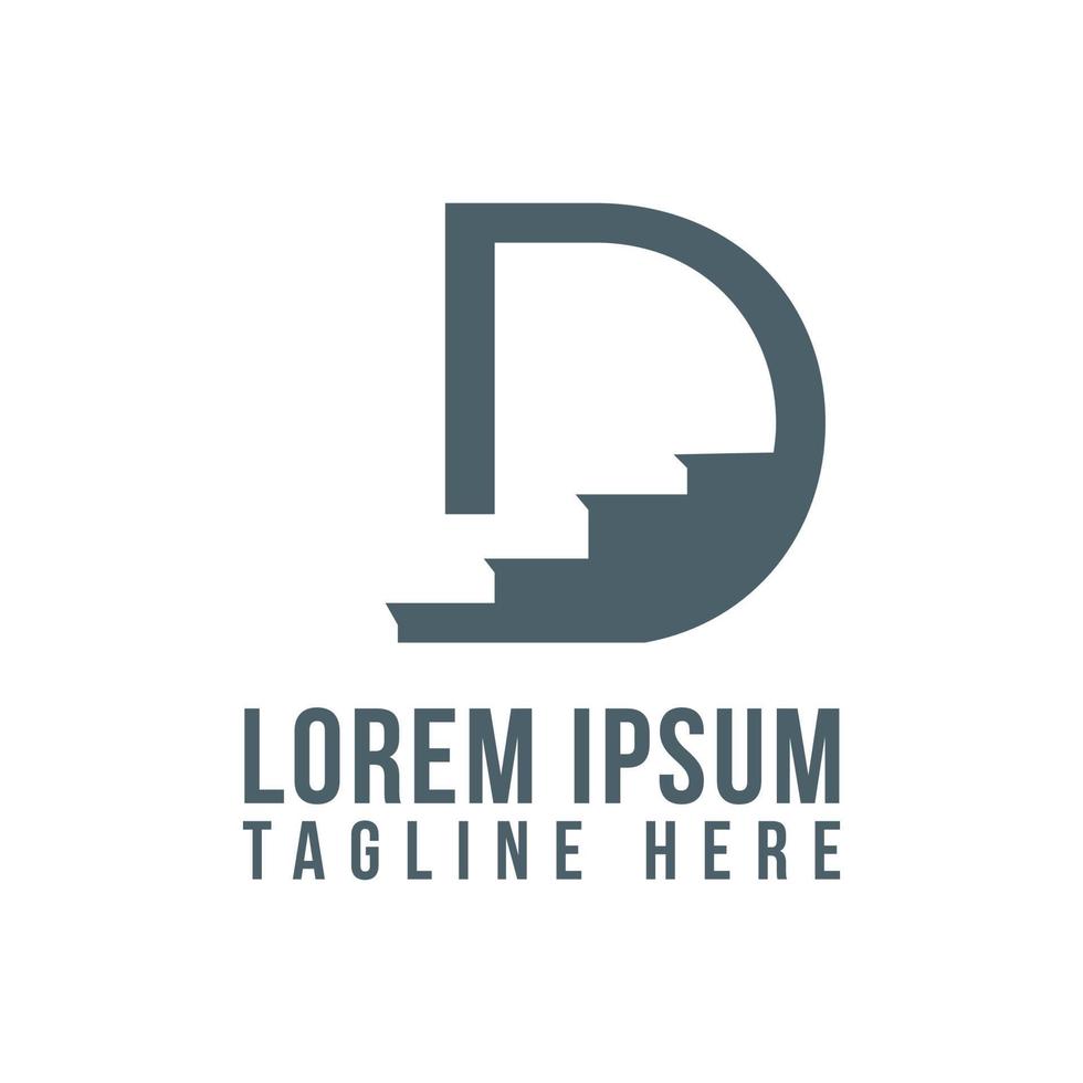 geometric stylish D Stairs logo design element vector illustrations