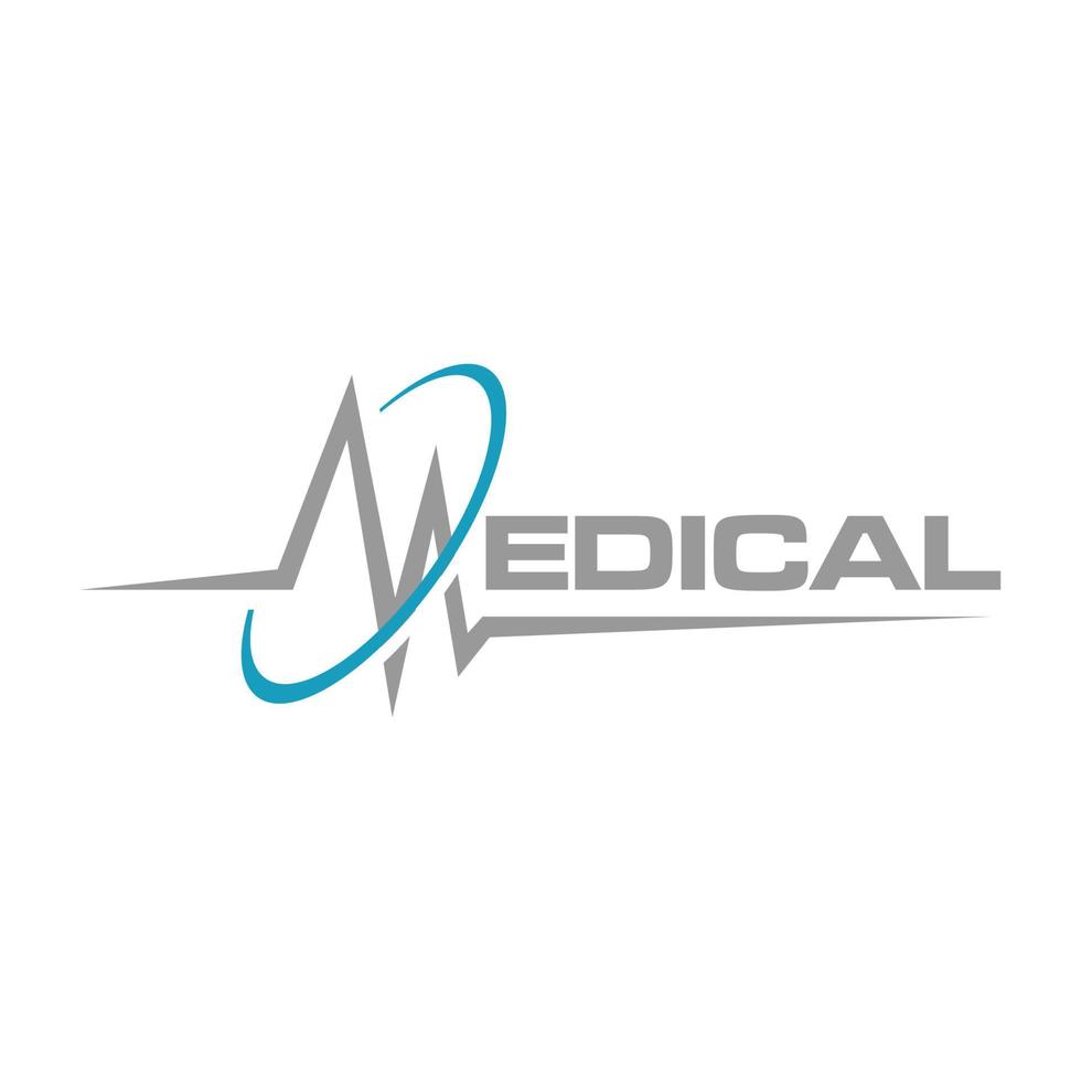 Medical Lettering Typography logo design with heartrace pulse vector illustration