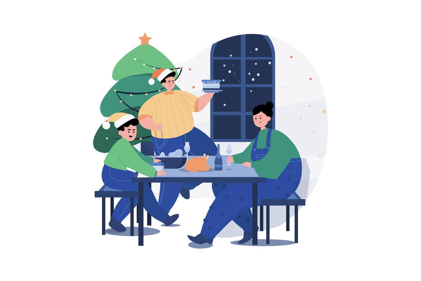 concepto de ilustración de feliz navidad. una ilustración plana aislada sobre fondo blanco vector