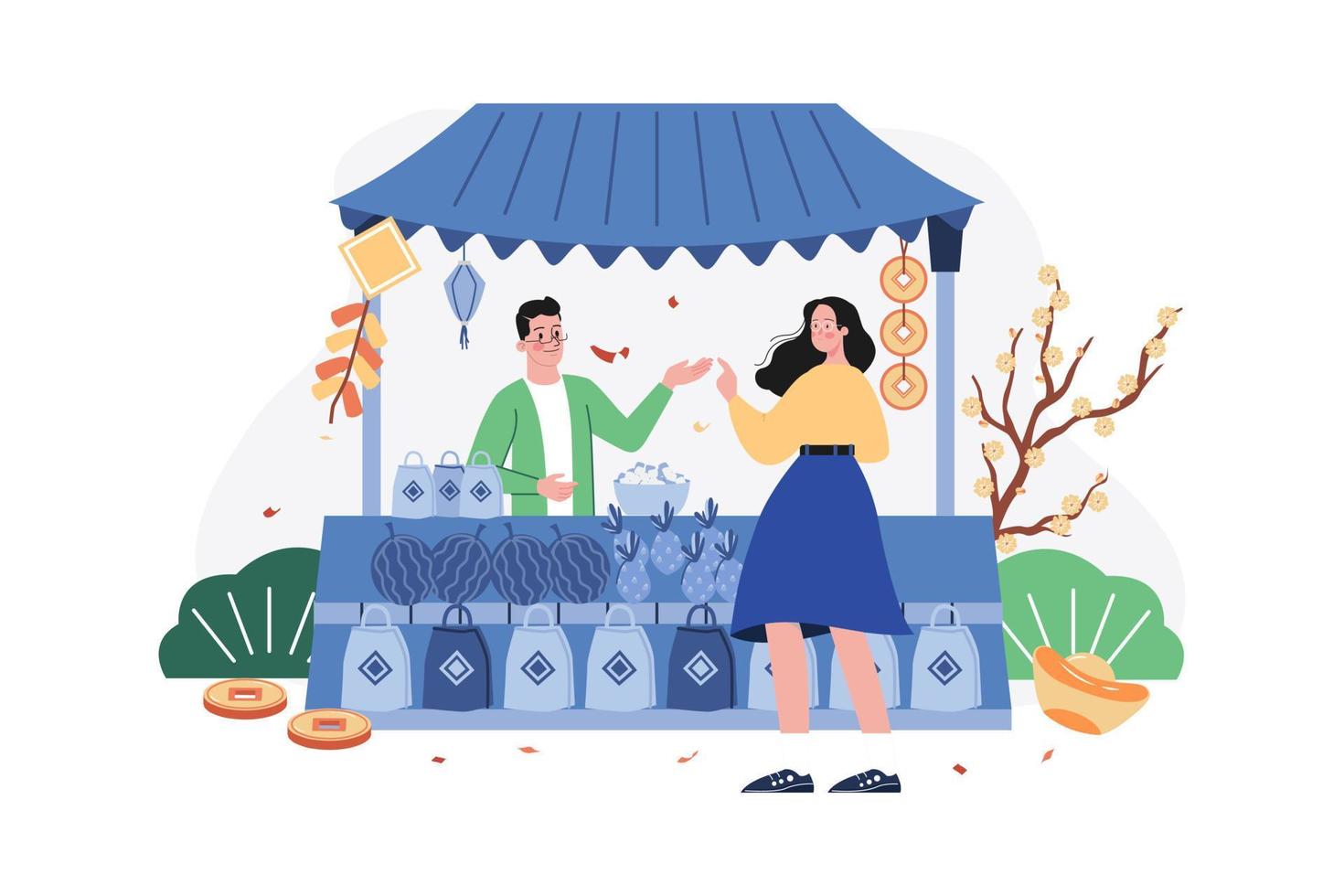 Chinese New Year Illustration concept. Flat illustration isolated on white background vector