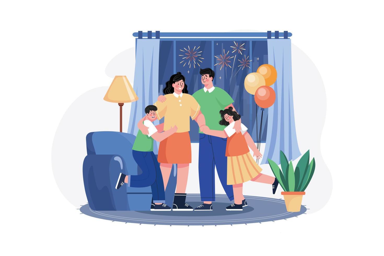 Happy New Year Illustration concept. Flat illustration isolated on white background vector