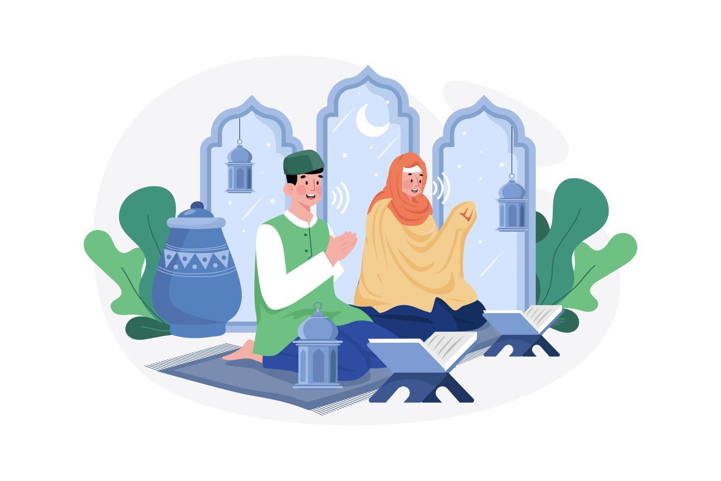 concepto de ilustración de eid mubarak. una ilustración plana aislada sobre fondo blanco vector