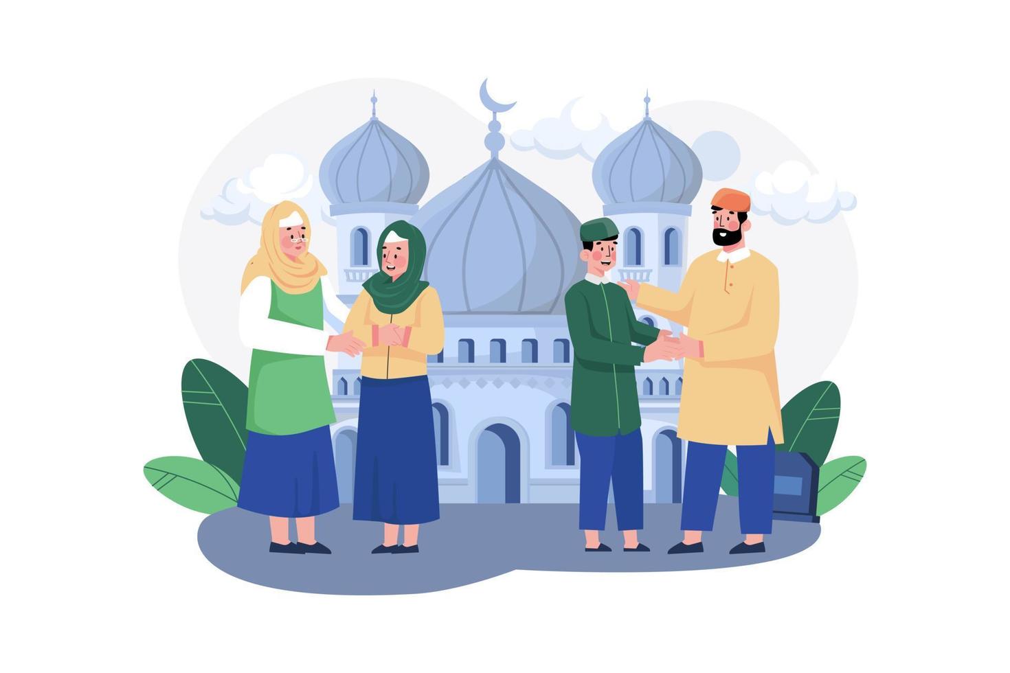 concepto de ilustración de eid mubarak. una ilustración plana aislada sobre fondo blanco vector