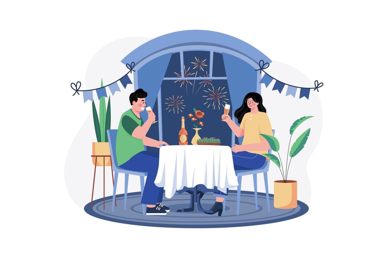 Happy New Year Illustration concept. Flat illustration isolated on white background vector