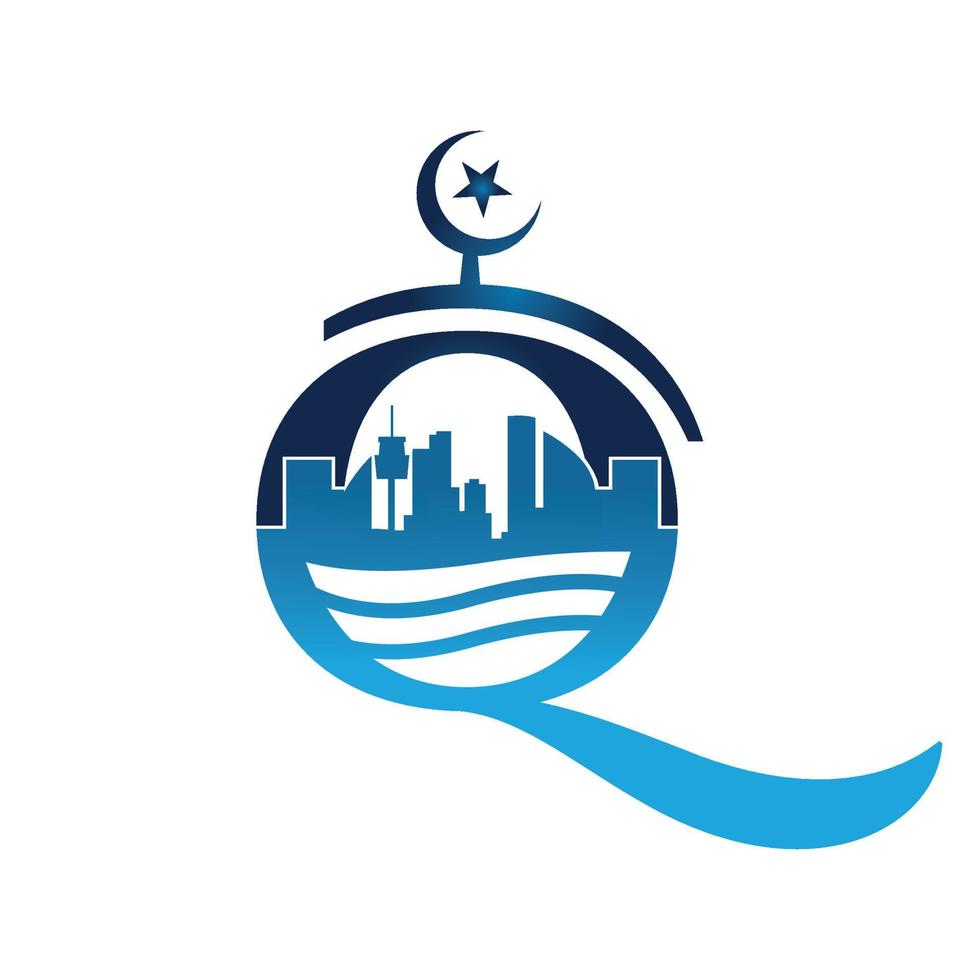 islamic center building moslem center mosque logo design graphic concept vector