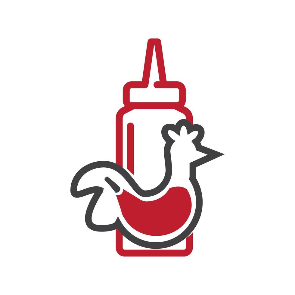 Ilustración de vector de diseño de logotipo de pollo frito de comida rápida