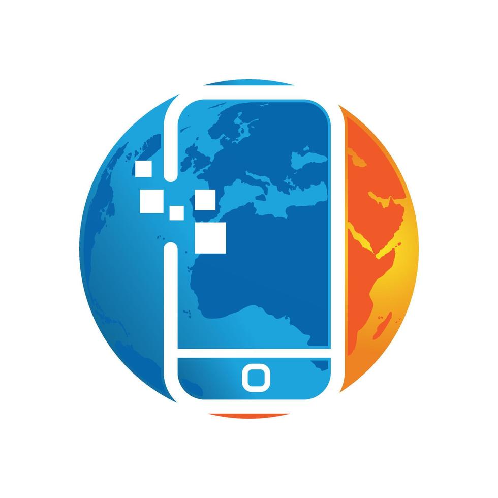 global fast phone service smartphone gadget mobile repair logo design vector illusrations