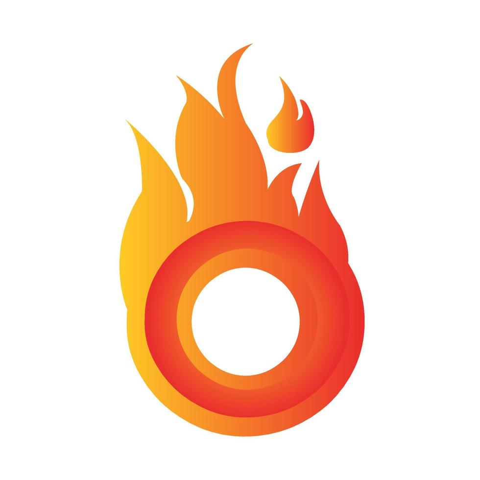 ring O fire flames logo vector icons illustrations in white background