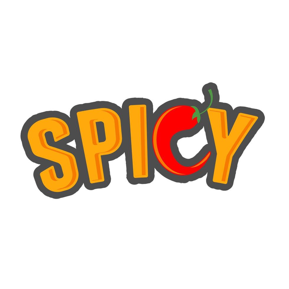 Ilustración de vector de diseño de tipografía de letras de logotipo picante de chile picante