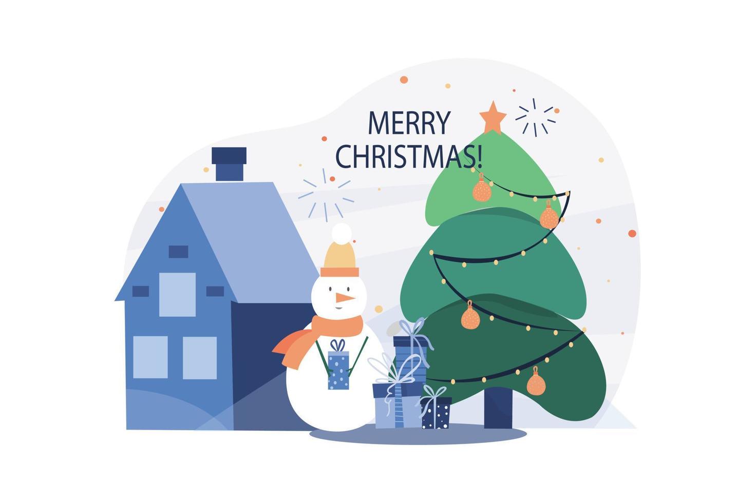 Merry Christmas Illustration concept. A flat illustration isolated on white background vector