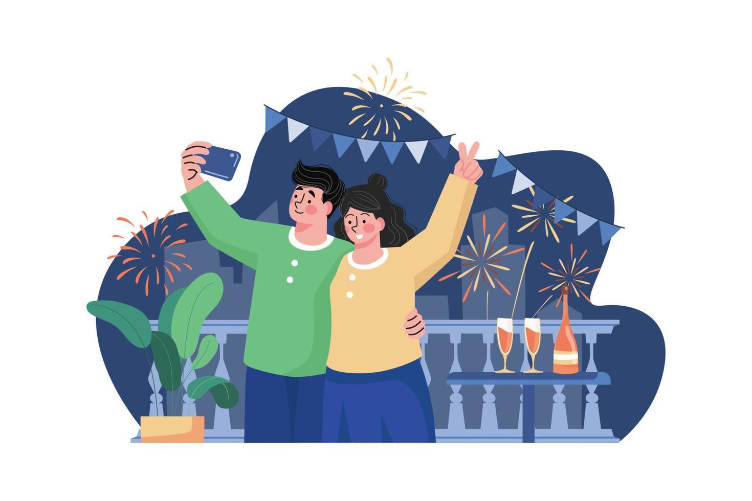 Happy New Year Illustration concept. Flat illustration isolated on white background vector