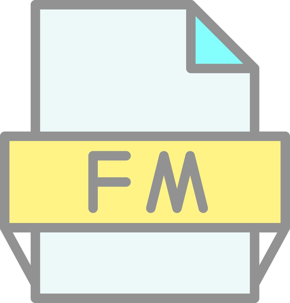 icono de formato de archivo fm vector